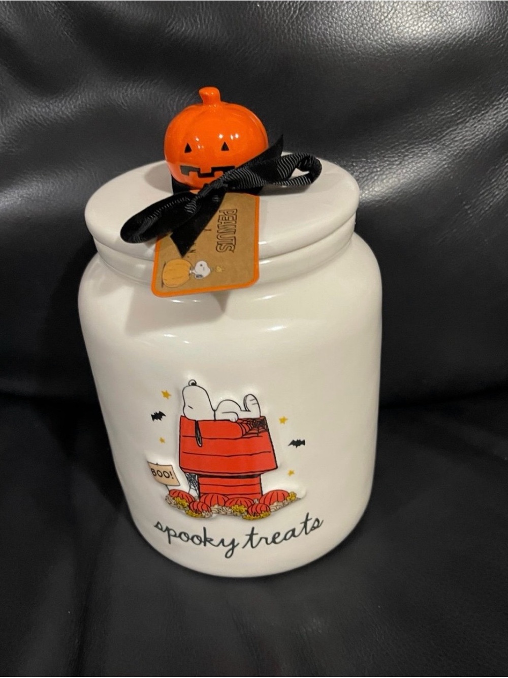 Halloween Rae Dunn Peanuts GREAT PUMPKIN Canister spooky treats